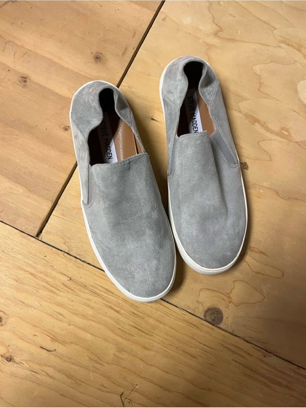 Steve Madden Light Gray Suede Slip-On Loafers